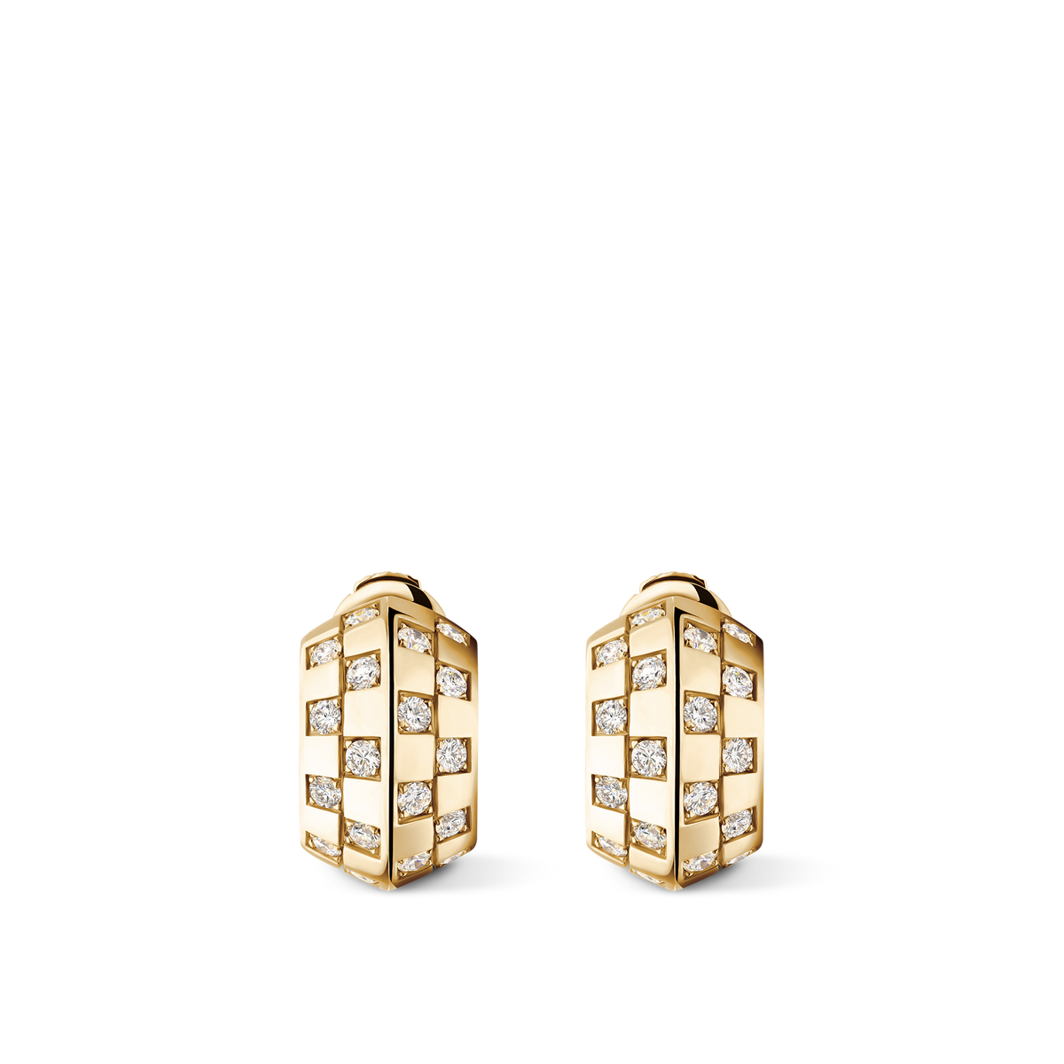 Le Damier de Louis Vuitton Earrings, Yellow Gold and Diamonds