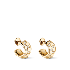 Le Damier de Louis Vuitton Earrings, Yellow Gold and Diamonds