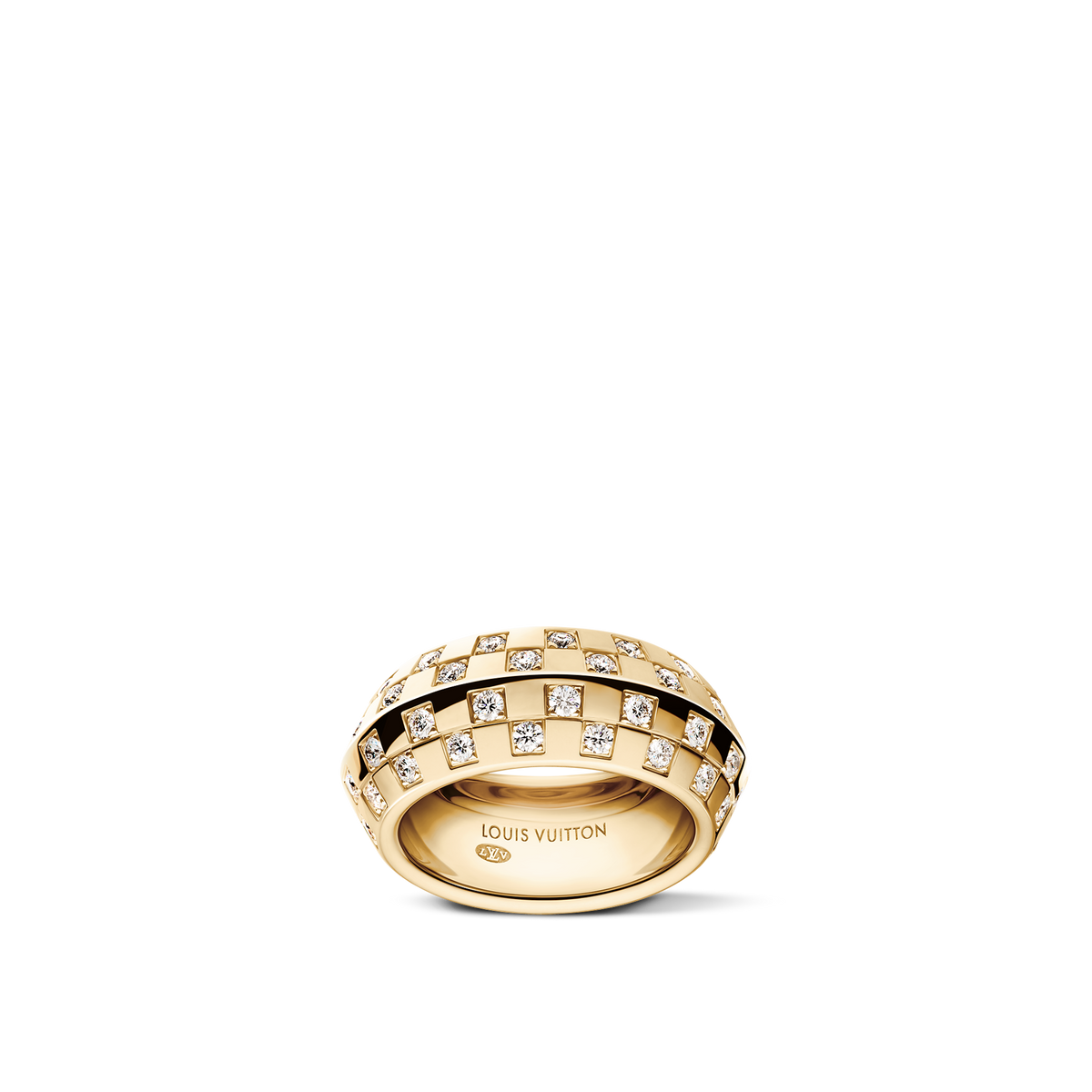 Le Damier De Louis Vuitton Ring, Yellow Gold and Diamonds