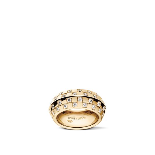 Le Damier De Louis Vuitton Ring, Yellow Gold and Diamonds