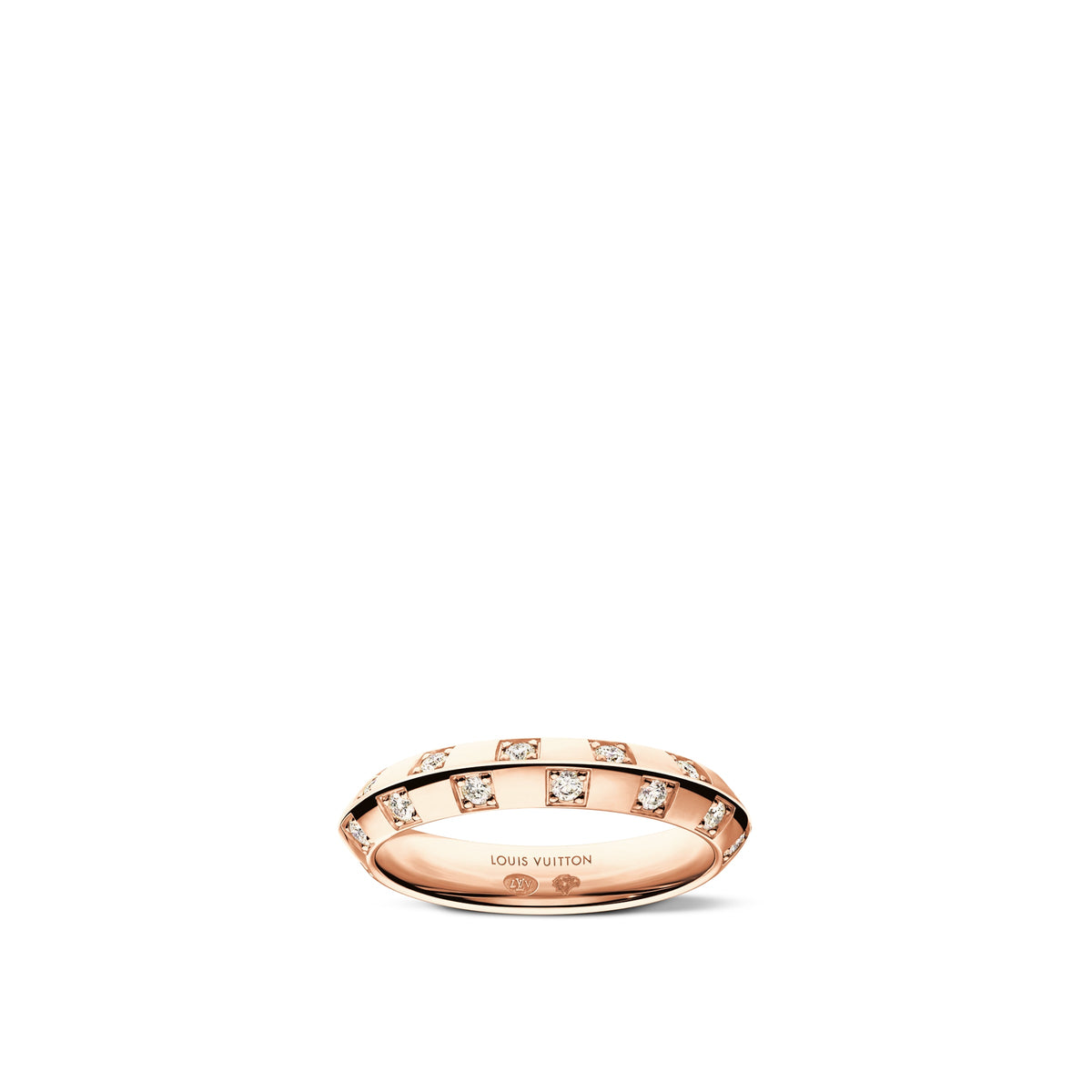 Le Damier de Louis Vuitton Small Ring, Pink Gold and Diamonds