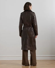 Belted Burnished Lambskin Trench Coat