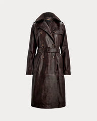 Belted Burnished Lambskin Trench Coat