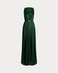 Belted Charmeuse Surplice Gown