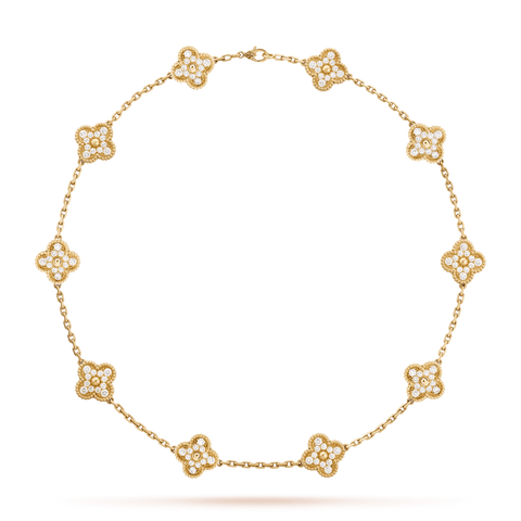 Van cleef alhambra hot sale 10 motif necklace