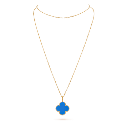 Magic Alhambra long necklace, 1 motif 18K yellow gold, Onyx - Van